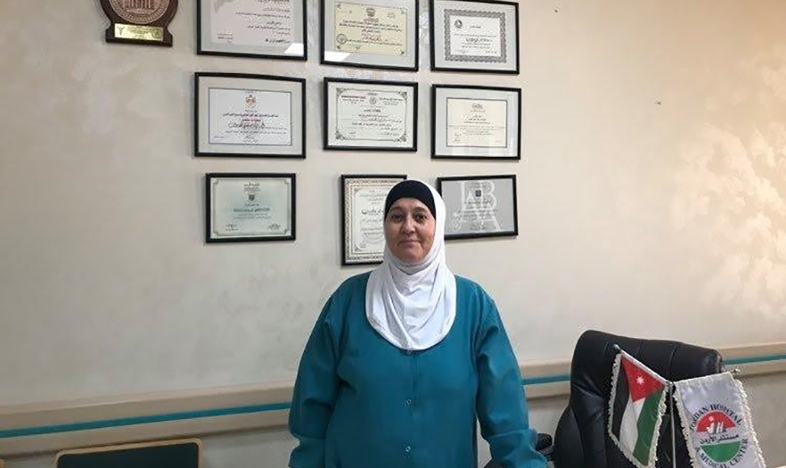 Ms. Lana Fawzi, head of the infection prevention unit at Jordan Hospital and a recipient of COVID-19 IPC training. Photo credit: Ruba Haddadin