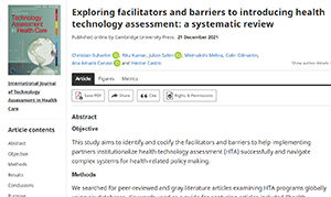 Exploring facilitators and barriers to introducing health technology assessment: a systematic review