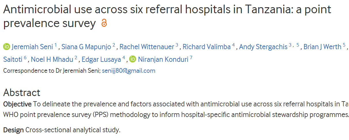 Antimicrobial use across six referral hospitals in Tanzania: A point ...