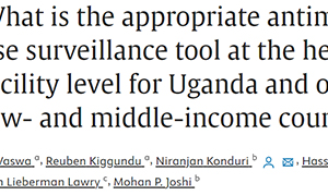 What is the appropriate antimicrobial use surveillance tool at the health facility level for Uganda and other low- and middle-income countries?